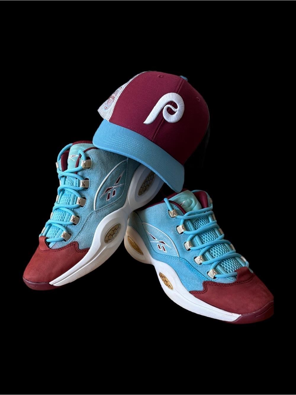 Philedelphia Phillies MLB ‘47 & NBA Iverson Retro Reebok Question Mid Size 11